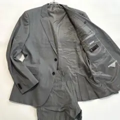 美品✨NEWYOKER ビジネススーツ AB8 グレー ストライプ 大きいサイズ