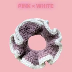 ハンドメイド シュシュ ふわふわ ピンク 白 韓国っぽ 量産型 リボン系