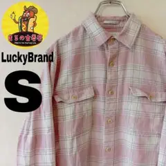 USA古着 LuckyBrand　ネルシャツS　ピンクホワイト　チェック
