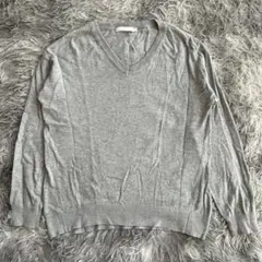 美品✨【アメリカンホリック】 グレー Vネックニット 長袖 M 綿 カジュアル