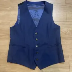 スーツベスト リバーシブル ネイビー 5ボタン