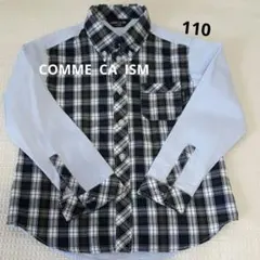 ☆最終値下げ☆COMME CA ISM 紺格子柄シャツ110