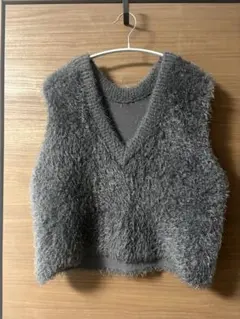 discoat グレー Vネック ニットベスト