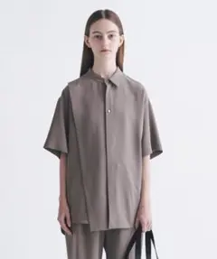 CULLNI クルニ/20SS アシンメトリー 半袖シャツ マルチ ベージュ1