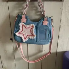 星モチーフ デニム ショルダーバッグ 2way