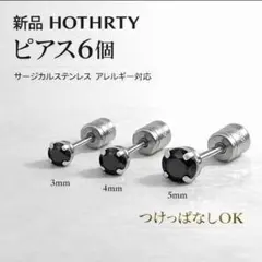 ピアス 6個セット サージカルステンレス　ねじ式キャッチ　ユニセックス