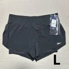 リーボック　インナー付きショートパンツ　L ランニング　ブラック