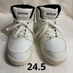 OUTDOOR ホワイト ハイカットスニーカー　男女兼用　24.5のサムネイル