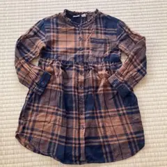 GAP★フランネル　ワンピース　チェック　長袖　ブラウン　シャツ　110