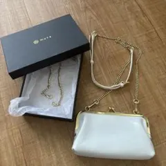 大セール‼︎ mura 牛革がま口お財布ショルダー2way 箱&替えストラップ付のサムネイル