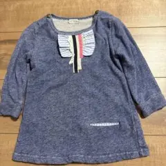 RAG MARTネイビー フリル付き長袖カットソー 95cm