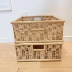 無印良品　重なるブリ材長方形バスケット 大中小9個セット+フタ3個 Amazon.co.jp: 無印良品 重なるラタン角型バスケット・大 (V)約幅35