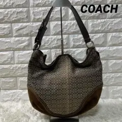美品✨COACH コーチ ワンショルダシグネチャー ホーボースエード ブラウン