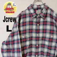 USA古着 Jcrew ネルシャツ　L ネイビー　レッド　チェック