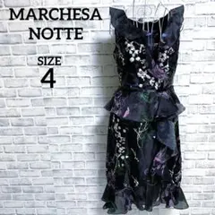 マルケッサノッテ　花柄　刺繍　黒　ドレス Marchesa Notte】ロングドレス 花柄 刺繍 ワンショル ブラック
