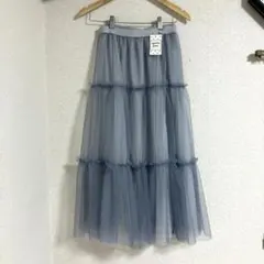 apres jour 2way着回し可 ラメチュールティアードスカート　ブルーのサムネイル