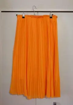 ZARA　シアー　プリーツスカート　イエロー　オレンジ　黄色系　オレンジ系