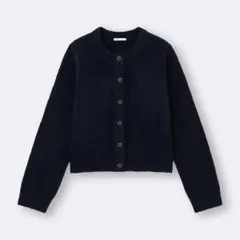 GU パフニットクルーネックカーディガン ネイビー L