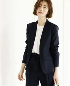 GeeRAジーラ　ウォッシャブル　セットアップスーツ　新品　13号　ネイビー