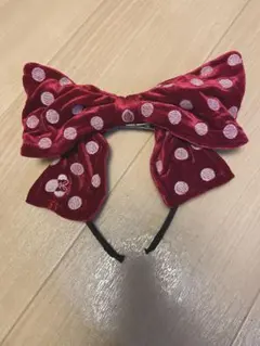 ミニー　リボン　カチューシャ　クリップ着脱可