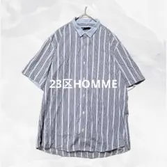 a1495 23区HOMME 春夏 ストライプ半袖シャツ コットンＬ カジュアルのサムネイル