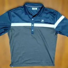FILA ネイビー グレー ポロシャツ 長袖