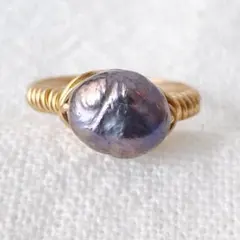 淡水パール　天然石リング　g333 オジュール ete agete