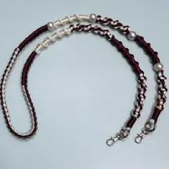 パラコード　スマホショルダーストラップ【ワインレッド×アイボリー】（120cm）