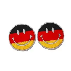 アイロンワッペン にこちゃん スマイル ドイツ  小さいサイズ  2枚セット