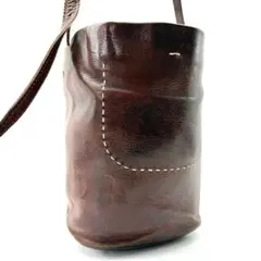 genten　ショルダーバッグ　レザー　バケツ型　ヌメ革　ブラウン