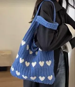 値下げ！ニットトートバッグ　ハート