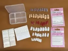 【まとめ売り】ネイルチップ 大容量セット ネイルステッカー・チップ粘着剤・ケース