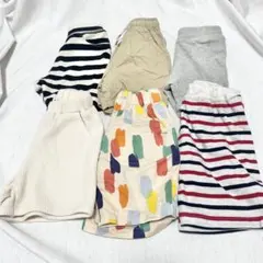 ハーフパンツ　6点セット　ボーダー　無地　ベビー　キッズ　まとめ売り