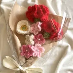 【即購入可】カーネーションの毛糸の花束　枯れない花束　ハンドメイド　母の日