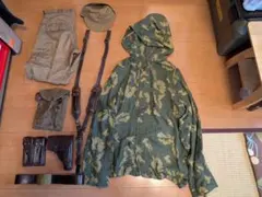 実物 旧ソ連軍 KZS メッシュ 迷彩 スナイパーパーカー上下セット