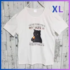 猫 Tシャツ カットソー イラスト プリント ねこ 黒猫 レディース 新品　②