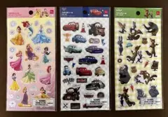 ディズニー ペタペタシール 3種セット プリンセス カーズ ズートピア ぷっくり