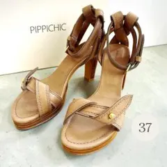 PIPPICHIC ストラップサンダル 37 ベージュ 厚底 本革 日本製