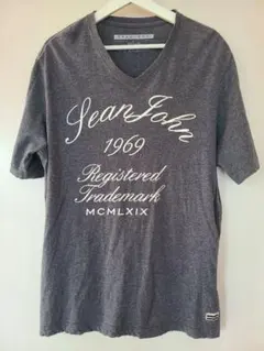SEAN JOHN ショーンジョン Vネック Tシャツ グレー L ロゴ 半袖のサムネイル