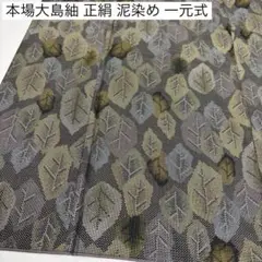 本場大島紬 正絹 泥染め 一元式 素敵な葉の絣 AK-8600