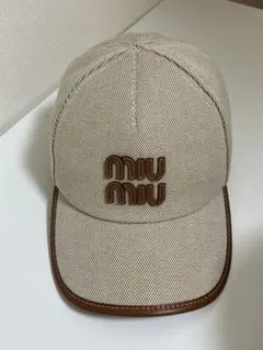 MIUMIU キャンバスxレザー ベースボールキャップ - メルカリ