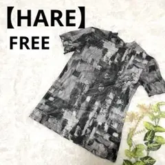 【HARE】ハレ 総柄 ペイント シアーシャツ カットソー 半袖 モード F