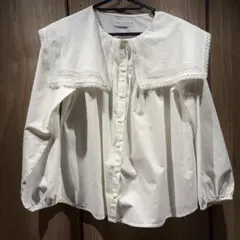 ZARA 大きな襟の長袖ブラウス 11-12cm 152cm オフホワイト美品