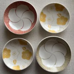 和食器 豆皿 4点セット 梅の花　梅小町　花柄 小皿 お正月　お祝い　縁起物