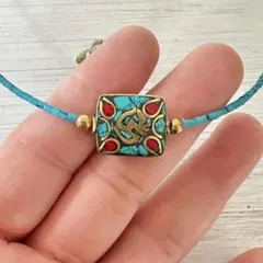 赤珊瑚＋トルコ石☆ネパール☆ターコイズブルーネックレス☆☆☆