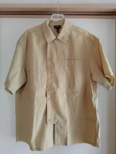 【H&M】クリンクル加工 オーバーサイズ 半袖シャツ イエロー Sルーズフィット
