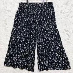 【Live in comfort】ヤシの木柄 ガウチョパンツ 両脇ポケット 3L