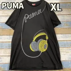 プーマ ブラック 半袖 Ｔシャツ ヘッドホン プリント ロゴ ゆったり【う878