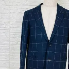 ユニクロ テーラードジャケット M チェック柄 カジュアル【3464-2】