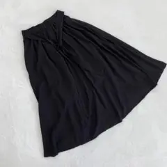 ur's スカート 黒 フレア ウエストゴム ミディ丈 シフォン Mサイズ